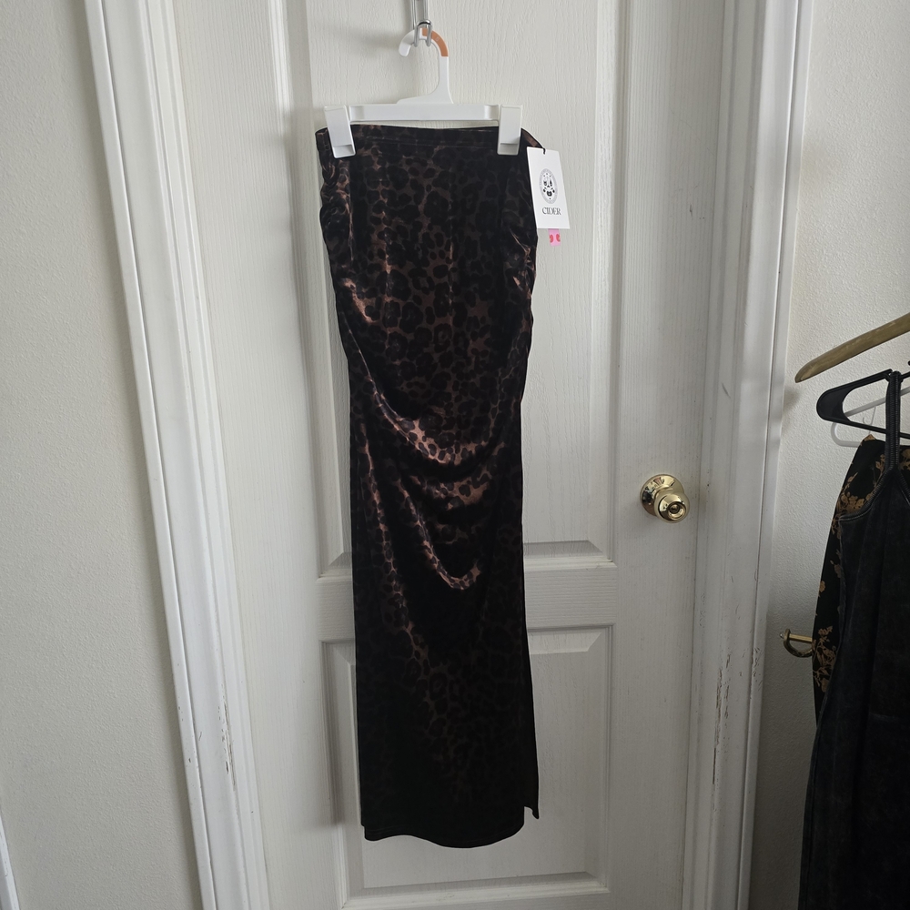 Cider Brown Leopard Print Pencil Skirt